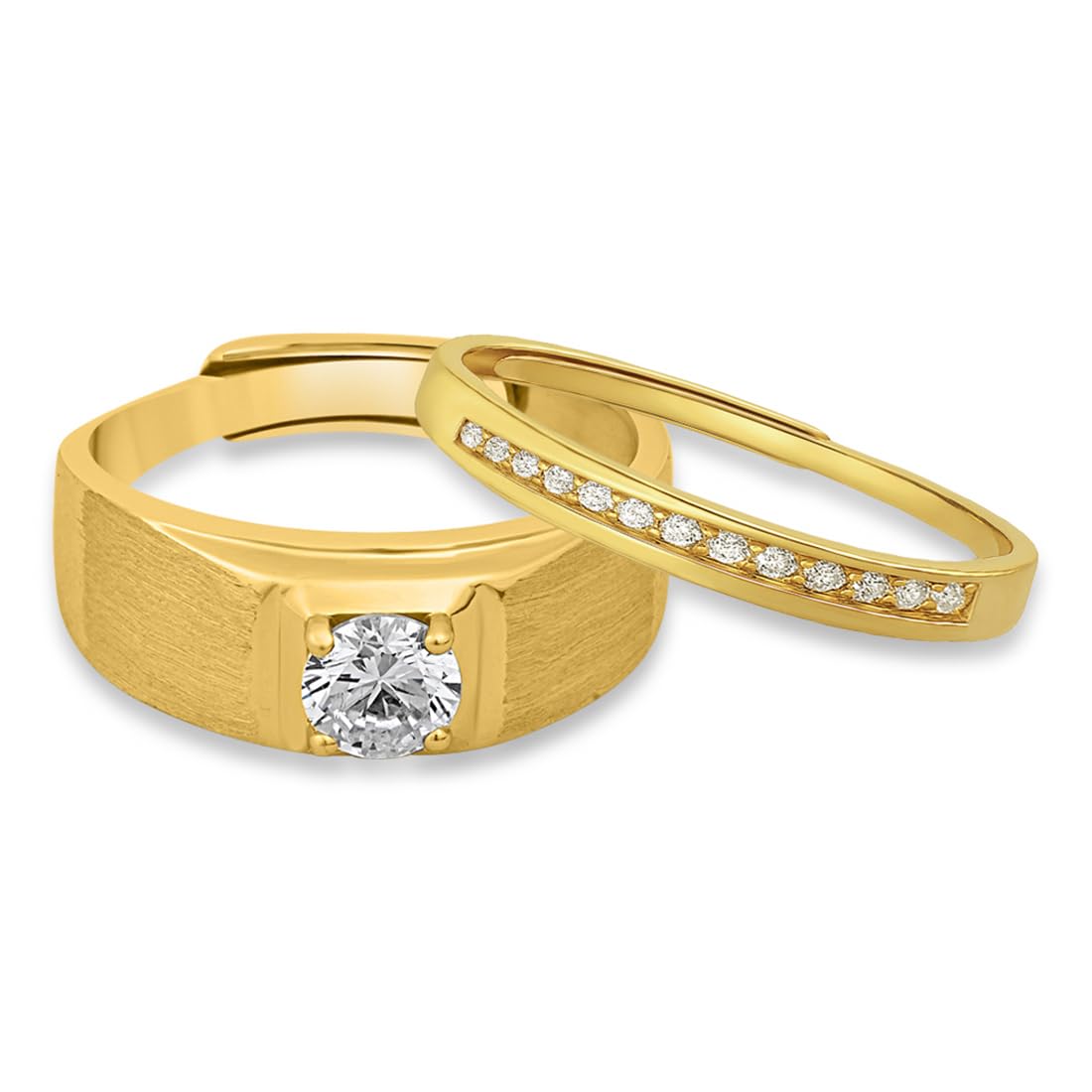 zavya 925 Sterling Silver Solitaire Halo Ring | Gold Plated Shimmering Cubic Zirconia Gift Ideas- Couple Ring | With Certificate of Authenticity and 925 Hallmark-picture-17