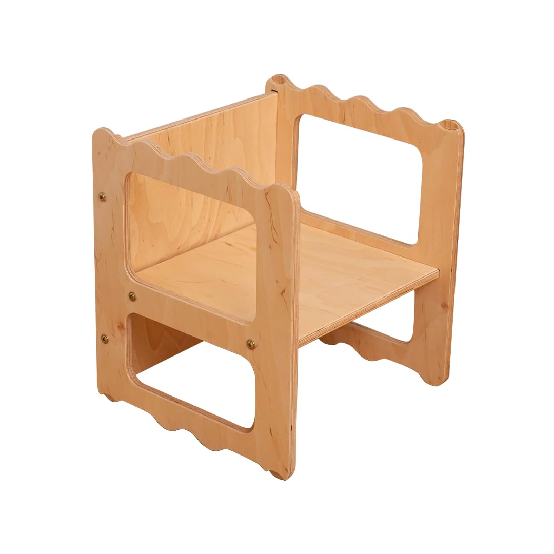LATRANS Tabouret réversible pour enfants - Chaise avec 3 hauteurs d'assise - Tabouret multifonction en bois pour bébé (1)