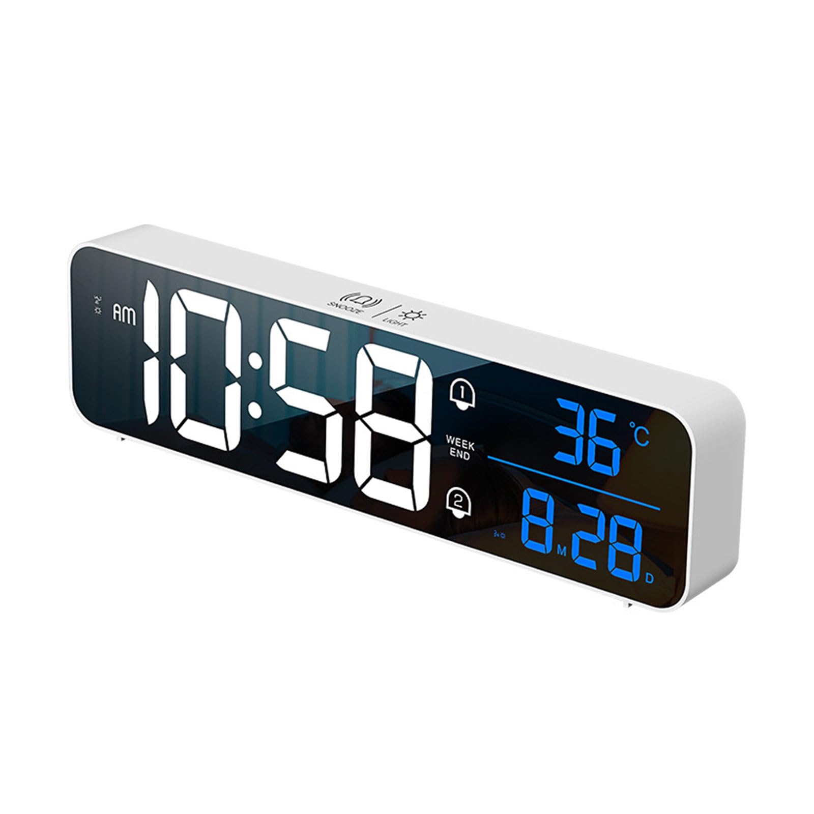 YROHGKPN Digital Clock for Bedroom LED Desk Alarm Large Display with Temperature Display USB Rechargeable 2 Alarms Bedroom
