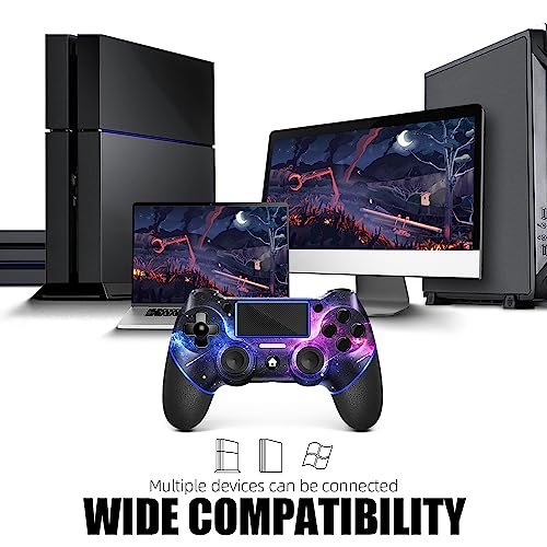 Image of AceGamer Wireless Controller for PS4, Custom Design V2 Gamepad Joystick for PS4 with Non-Slip Grip of Both Sides and 3.5mm Audio Jack! Thumb Caps Included! (Galaxy)