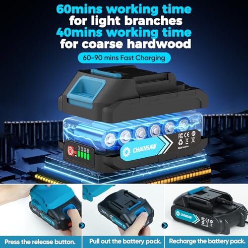 6 Inch Mini Chainsaw Cordless, Portable Electric Chain Saw, for Wood Cutting, Tree Trimming, Courtyard, Household, and Garden, Father's Day Gift for Men Dad Husband - Image 5