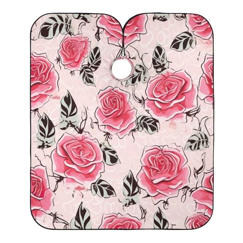 Capa profesional para corte de cabello con estampado floral, impermeable, con cierre ajustable de broche, para peluquería y barbería miniatura 2