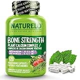 NATURELO Calcium Supplement - with Vitamin C, Vitamin D3, K2, and Calcium Magnesium Zinc for Bone Strength with 600mg - Plant-Based, 120 Vegetarian Capsules, Non-GMO, Soy & Gluten-Free