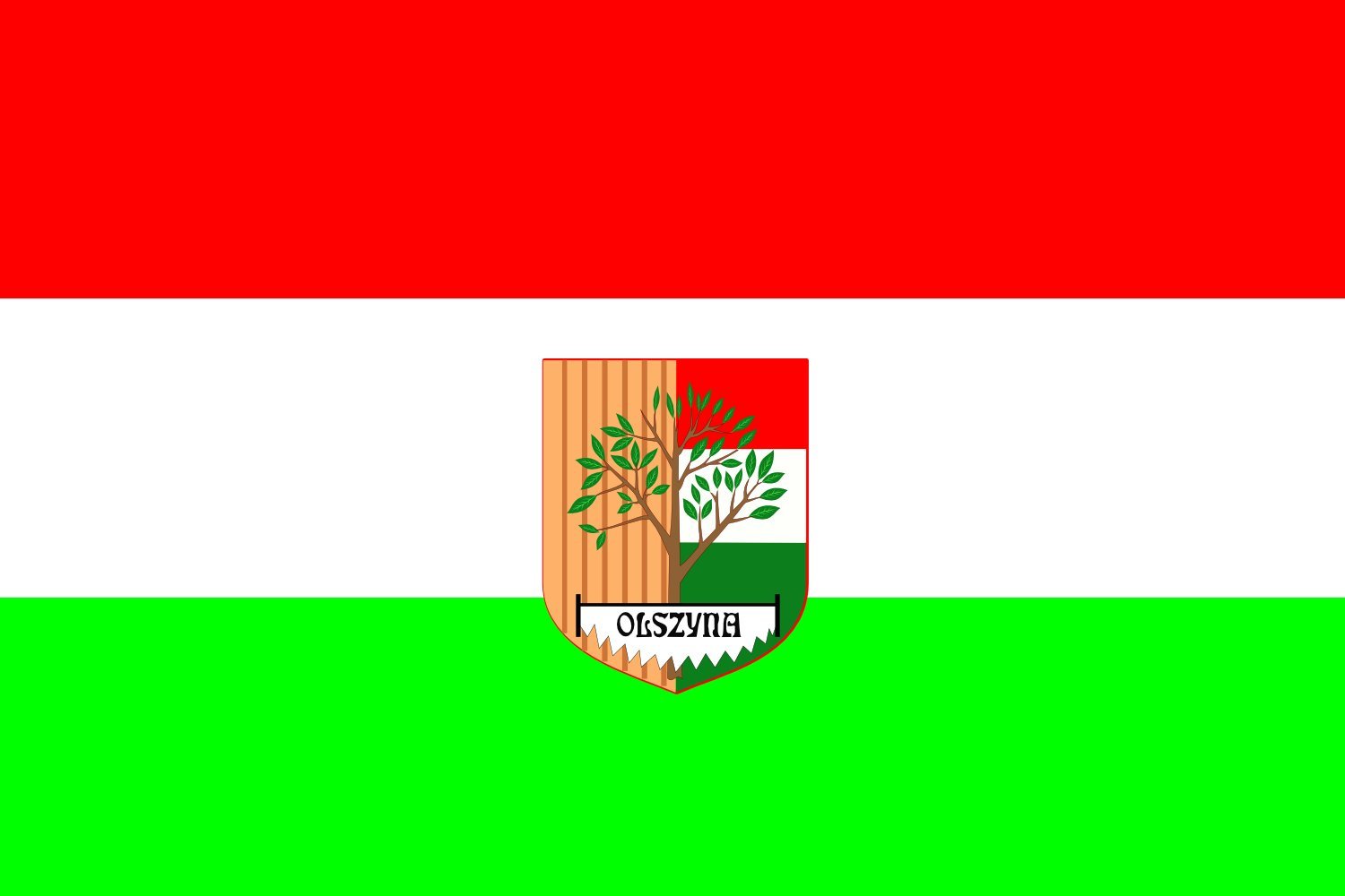 Drapeau Olszyna grand format emblème officiel de la commune polonaise