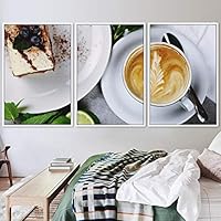 3 Piece Framed Canvas Wall Art Coffee Canvas Prints Home Artwork Decoration for Living Room,Bedroom - 16