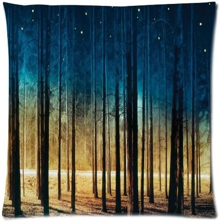 Blue Nebula Galaxy Space Forest Trees Pillow Cushion Case Throw Pillow Covers Pillow Inner Included Soft Bedding 18x18 (One side) New Fashion