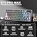 YUNZII B75 PRO MAX QMK/VIA Gaming-Tastatur, 75% Mechanische Tastatur mit Bildschirm und Drehregler,Hot-Swap,Vorgefe... Creamy Switches, RGB, BT/Type-C/2.4G für Win/Mac(Schwarz, Candy Switch)