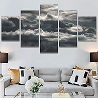 SIGNWIN 5 Panel Canvas Wall Art Modern Art Contemporary Landscape Multicolor Photography Relax/Calm Sky for Home Decorations Ready to Hang - 60