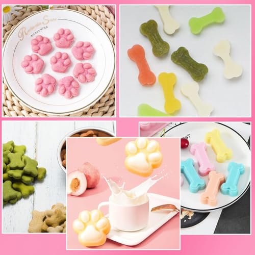 Encuryna 2 Stück Backmatte Hundekekse Mini, Silikon Formen für hundeleckerli, Leckerli Backmatte für Hunde, Silikonmatte Backform mit Backpinsel für DIY Hundeleckerlies, Kekse, Leckerlis, Pralinen
