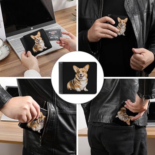 Dog Corgi Funny Bifold Wallets for Men Slim Front Pocket Purse with Multiple Card Slots3