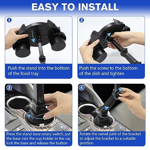 Idota Auto Getränkehalter Tisch mit Handyhalter, 3 in 1 Getränkehalter Auto Verlängerung 360° Verstellbares Becherhalter Auto Multifunktionstisch mit Antirutschmatte für Frites/Burger/Geldbörsen
