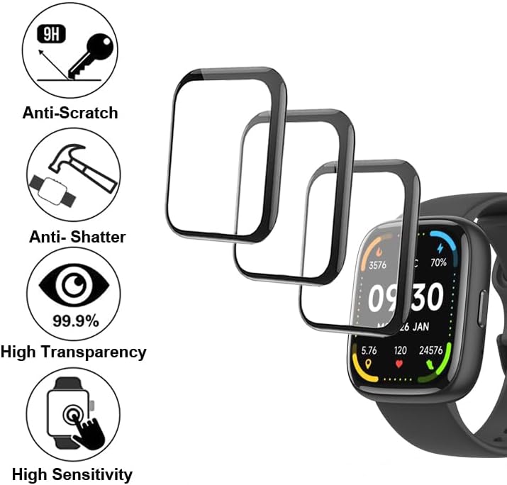 Compatible with Faweio IDW26 1.83”, 3D Smart Watch Screen Protectors 3 Piece, Full Coverage, Anti-shatter, 3DIDW26P56 image 5