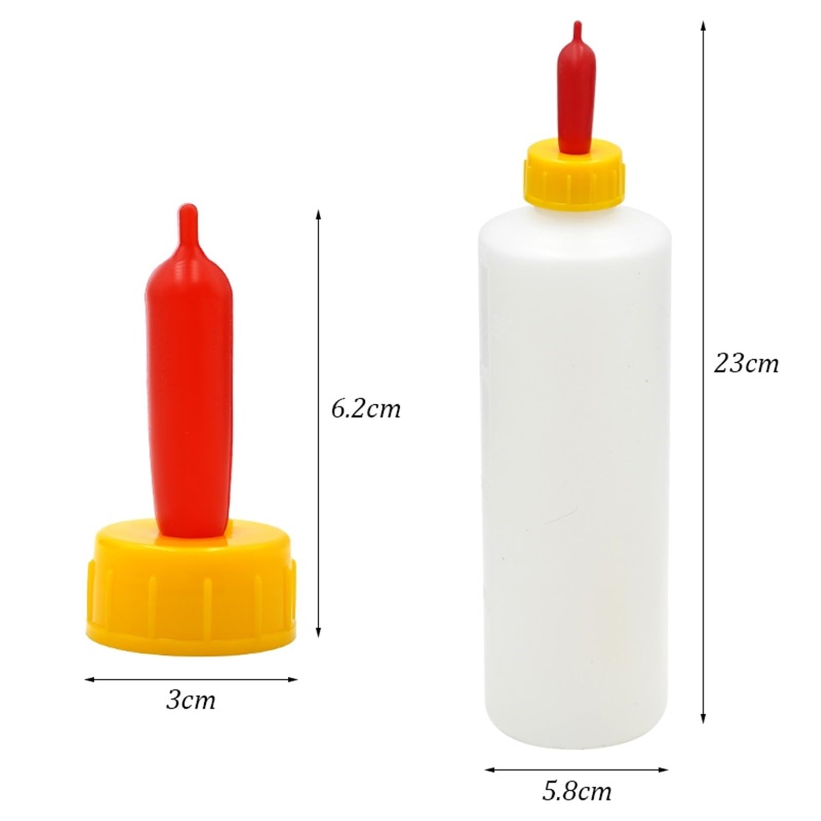 Butelka do karmienia jagniąt, Butelka do karmienia jagnięciny, biała, 1-5 szt., 400 ml miękkiego gumowego smoczka | 3pcs