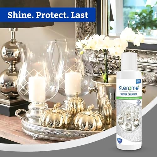 Image of Klenzmo Silver Cleaner Spray, 250ml + Free Microfiber Cloth | Instant silver polish & shine. Includes a free premium 30x30 cm microfiber cloth.
