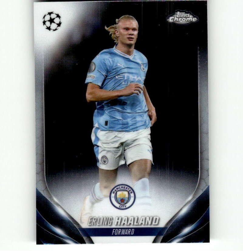 2023-24 Topps Chrome UEFA #39 Erling Haaland Manchester City Club Competitions Soccer Trading Card