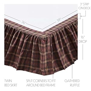 VHC Brands Abilene Star Twin Bed Skirt 39x76x16 Country Bedding Accessory, Burgundy VHC Brands Abilene Star Twin Bed Skirt 39x76x16 Country Bedding Accessory Burgundy