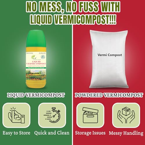 Image of SJ Organics LIQUID Vermicompost For Plants - 900 ML | Equivalent to 10KG Vermicompost | With Measuring Cup | Fertilizers for Plant Home Garden | Enriched Plant Food Fertilisers |