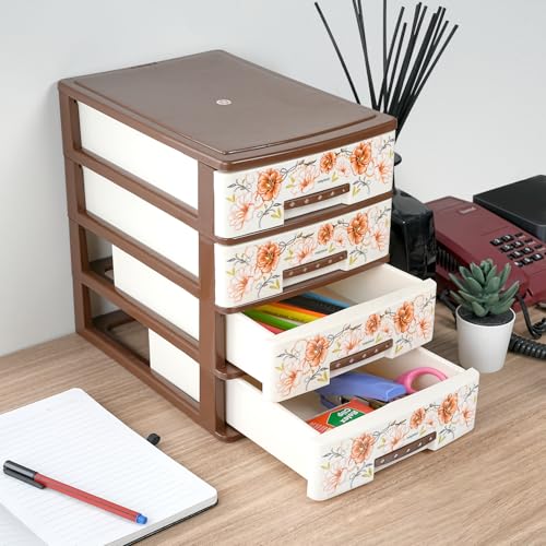 Image of Nayasa Tuckins Deluxe No. 14 | Multi-Compartment Plastic Drawers | Storage Organizer | Multipurpose Plastic Modular Storage Organizer Box | 18 X 26 X 19 cm | Brown