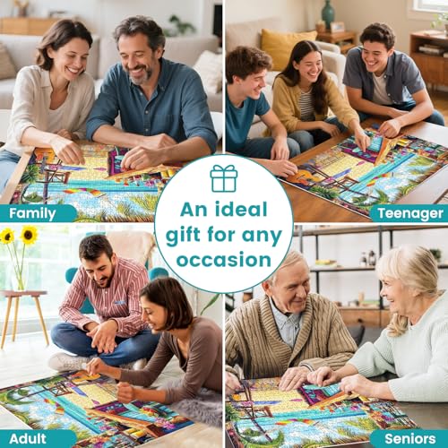 500 Piece Puzzle for Adults, Vacation Jigsaw Puzzle, Seaside Bar Puzzles 500 Pieces Birthday Party for Family Adults Funny Puzzle, Fun and Challenging Family Games 20.5×15 in - Image 6