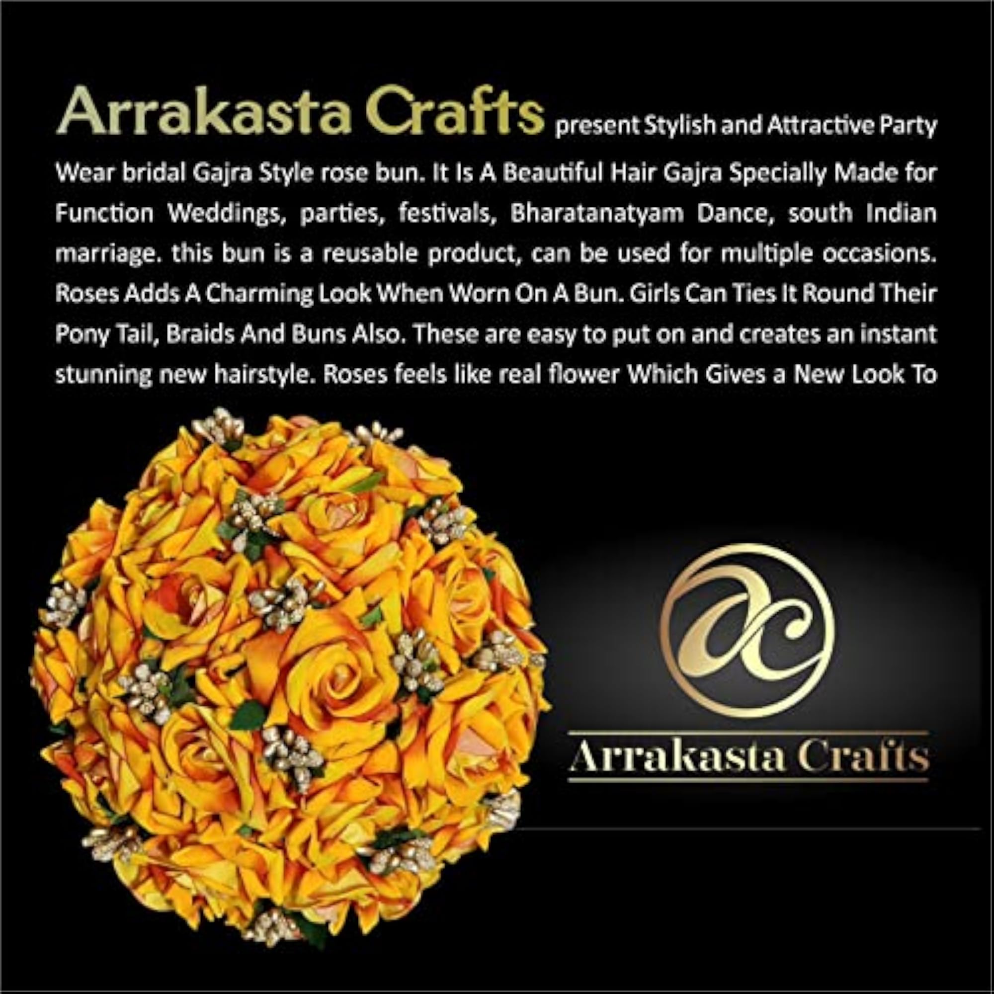 Gajra Hair Accessories for Women, Rose Flower Bun Maker