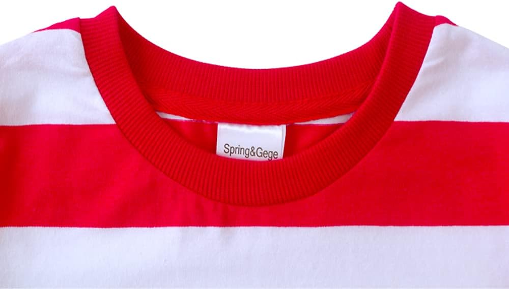 Spring&Gege Boys' Long Sleeve Striped T-Shirt Cotton Crew Neck Tees, Red and White Stripes, 2 Years - Image 4