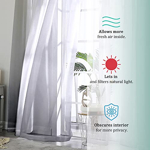 Image of OVZME 2 Panels Sheer Charcoal Grey Curtains 72 Inches Length Window Treatment for Kitchen, Elegant Airy Transparent Curtain Draperies Rod Pocket for Kids Living Room, Each 42 Width 72 Length