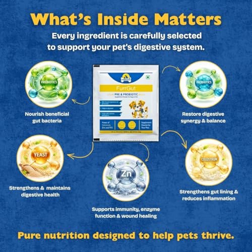 Image of FurrGut Pre & Probiotic for Dogs & Cats (20 Sachets) | Gut & Digestive Health Support | with Colostrum, Zinc & FOS | Supports Immunity | Helps Reduce Itching & Paw Licking | Powder Formula