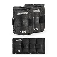 SPORTINATOR® Gewichtsmanchetten, arm- en beenmanchetten, pols-, verstelbare klittenbandsluiting, enkelgewichten, trainingsgewichten, set van 2 stuks, 2 x 0,5/1/2/4 kg enkelgewichten voor dames, heren