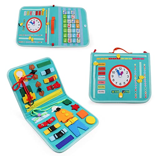 SENDR.KR Tabla para niños pequeños, Montessori juguete bebé a partir de 1, 2, 3, 4, 5 años, niña niño, juguetes educativos para aprender habilidades básicas de la vida, verde Cover