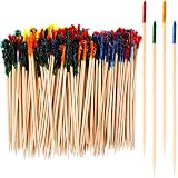 4000 Pcs Cocktail Picks Sticks Frill Toothpicks for Appetizers 4 Inch Food Colorful Tooth Picks Wooden Skewers Colored Swizzle Sticks for Cocktails for Sandwich Drinks Fruit Party Supplies, 4 Colors
