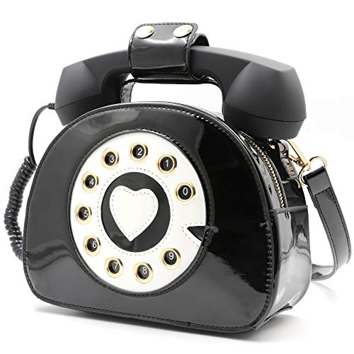 QiMing Retro dial telephone Crossbody Shoulder Bag,Pu Movable microphone Purse for Women2