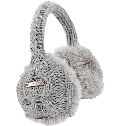 Turtle Fur Women's Ear Muffin Faux Fur Lined Cable Knit Ear Muffs, Smoke #TOP30