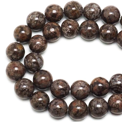 DIQIO Natural Coffee Snow Jasper Stone Round Gemstone Beads(10mm, 35-37pcs)