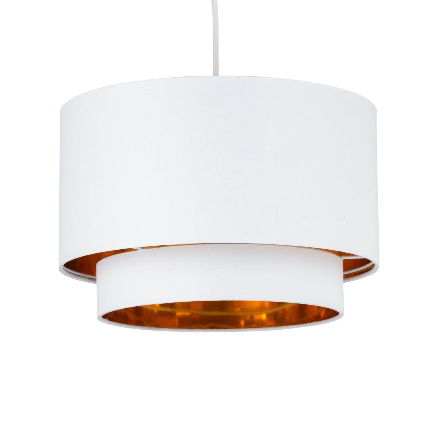 Firstchoicelighting White Ceiling Light Shade, Easy Fit Pendant Shade, Metallic Gold Inner, Diameter 38Cm