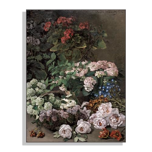 CHJQIERX Claude Monet Canvas Wall Art Spring Flowers Poster Vintage Plants Flowers Still Life Painting Print Landscape Impressionism Art Modern Home Cool Wall Decor Unframed