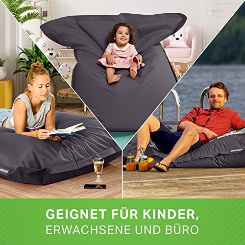 Green Bean Sitzsack XXL 140x180cm 380 Liter Kinder & Erwachsene Bean Bag EPS Perlen Füllung...
