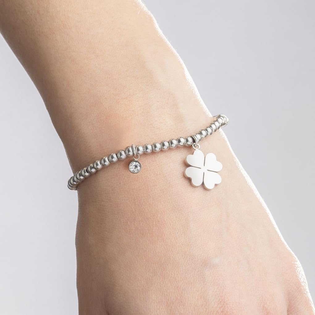 LOTUS STYLE Pulsera Acero Inoxidable Mujer LS2170 - Pulsera Trébol 4 Hojas, Cruz, Árbol de la Vida, Mano de Fátima, Infinito - Amuleto de la Suerte - Pulido y Acabado Refinado - Regalo de Cumpleaños