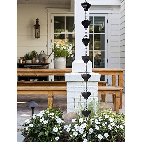 image for Rifachua 8.5ft Black Rain Chain for Gutters Downspouts Outside, Rain C