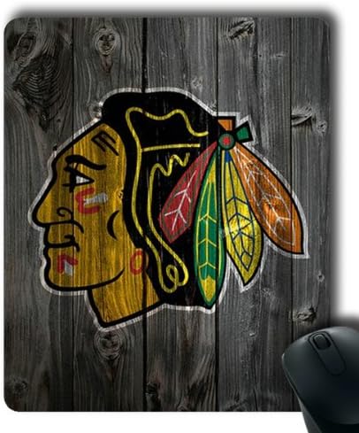 Chicago Blackhawks on Wood Rectangle Mouse Pad by eeMuse