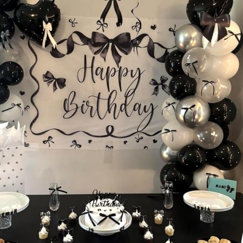Banner Negro Mocsicka con Lazo para Fondo de Cumpleaños miniatura 3