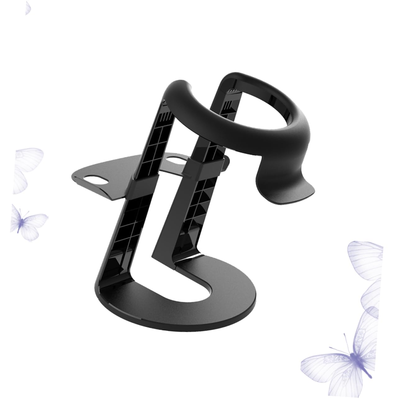 Supporto per Visore Vr in Plastica Nera, Stand Display | Staffa Rimovibile, Organizza Accessori e Controller Gaming, Soluzione Salvaspazio per Visore