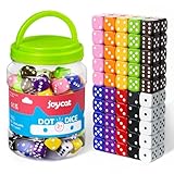 JoyCat 100 Pieces Dice Games Set,Colored 16mm 6 Sided Bulk Dice with Storage Bucket, D6 Dices for Tenzi Board Games,Classroom,Math Learning