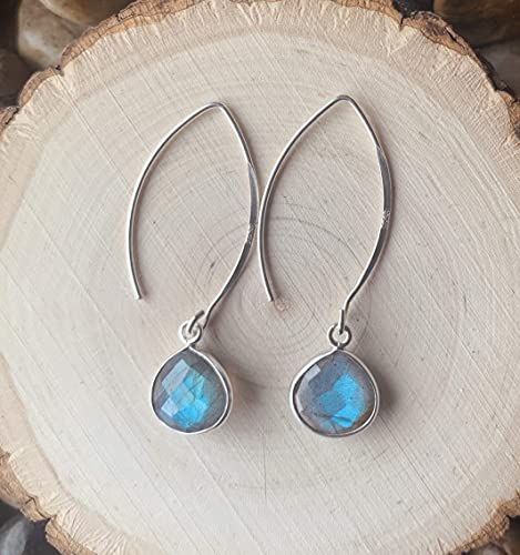 Popular Sterling Silver Blue Labradorite Teardrop Earrings