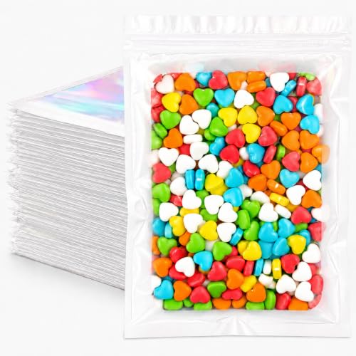FITIMOR Holographic Bags 100PCS Mylar Bags, Smell Proof Bag Goodie Baggies