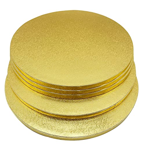 Lucgel Harte Tortenplatte aus Karton, goldfarben, schwarz, glatter Rand, Durchmesser 36 cm, 10 kg