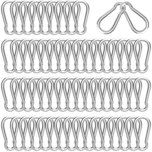 V-chen 50PCS Carabiner Clip, 1.55IN Heavy Duty Spring Snap Hook,Silver