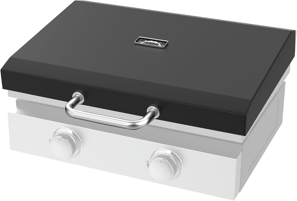 Hinged Lid for Blackstone 22" Table Top Griddle 1666 1813 1833 1842 2144 1891 2203 2304 2271 1935 2350 5011 Hard Cover Hood with Temperature Gauge for Pit Boss Camp Chef 22" Flat Top Griddle Grill