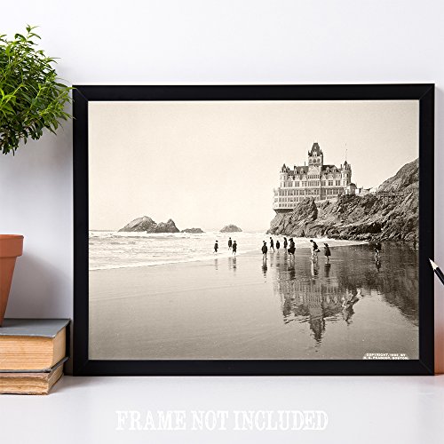 Cliff House And Seal Rocks San Francisco California Vintage Photo - Great Beach House And Lighthouse Decorations, Black And White Old Photographs Prints, 11X14 Unframed Art Print Poster #TOP5