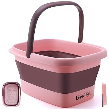 Beinilai Collapsible Foot Soak Tub with Handles/Massage Acuoint-Pink