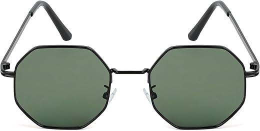 Joker & Witch Men Suga Octagon Round Black And Green Non-Polarized Sunglasses, Free Size